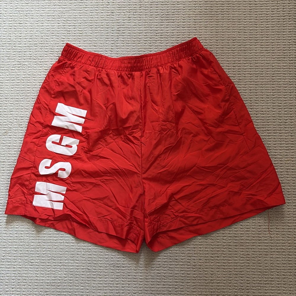 MSGM Orange Nylon Track Shorts